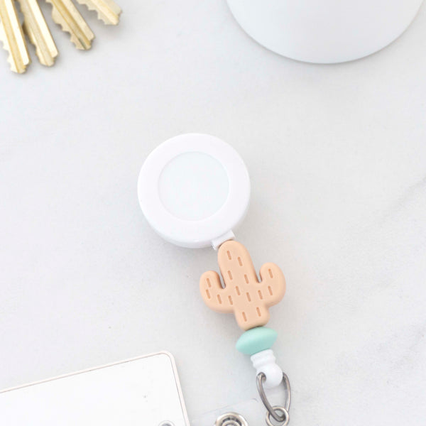 Cactus Boho Beaded Badge Reel / Interchangeable Badge Reel