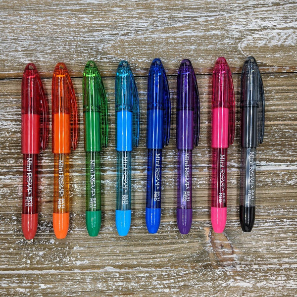 Select a Pentel Mini RSVP Pen Color From Red, Orange, Green, Lt. Blue, Dk. Blue, Purple, Pink, or Black.